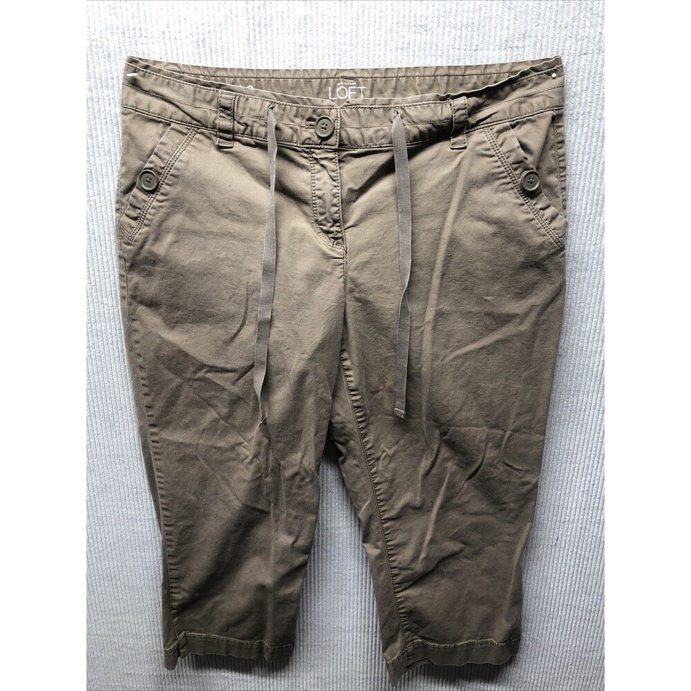 Ann Taylor Loft Womens Capri Pants 10 Orig Khaki Lightweight Travel Vacation